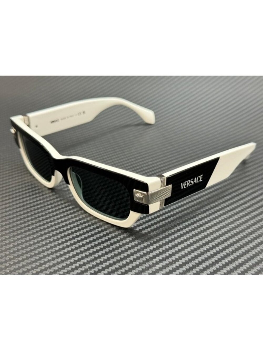 New Versace Men Black White Sunglasses 53-18-145